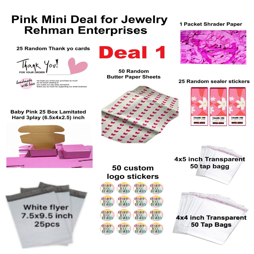 Pink Mini Deal Packaging for Jewllery Businesses (Deal 1)
