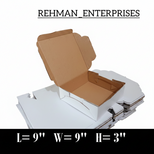 9x9x3 Inch White Cardboard Courier Boxes |Packaging Boxes in Pakistan