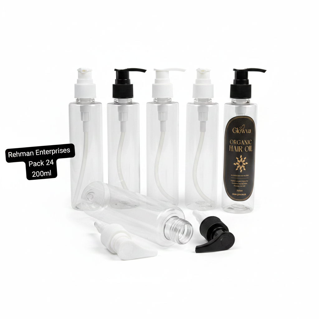 Pack of 24 Empty Pump Bottles 200ml for Hair Oil, Shampoo, Lotion & Hand Wash in Pakistan