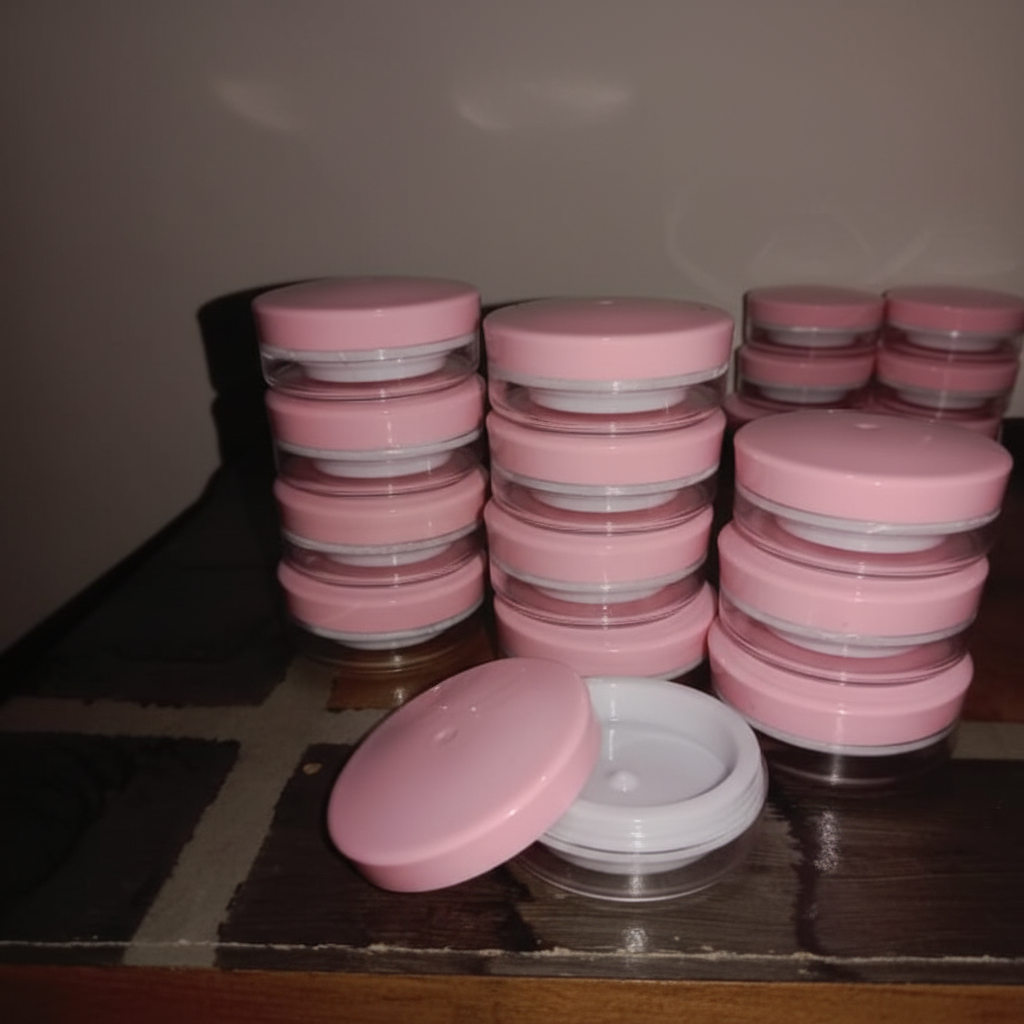 15ml Empty Acrylic Cosmetic Jars with Pink Screw Cap – Pack of 12