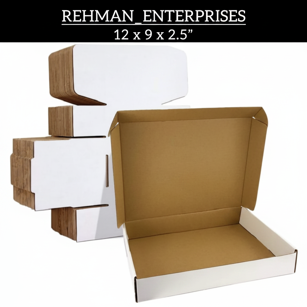 White Corrugated Mailer Box (12 x 9 x 2.2 Inches) – Large Flat Shipping Box for Clothing, Gifts & Courier