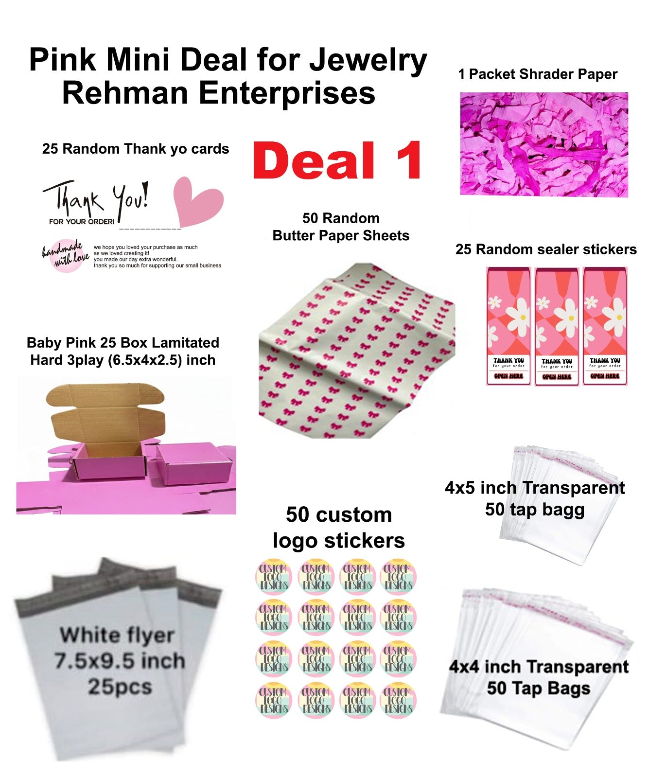 Pink Mini Deal Packaging for Jewllery Businesses (Deal 1)