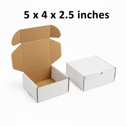 White Courier Mailer Box (5 x 4 x 2.5 Inches) – 3-Ply Corrugated Shipping Box for Cosmetics & Jewelry