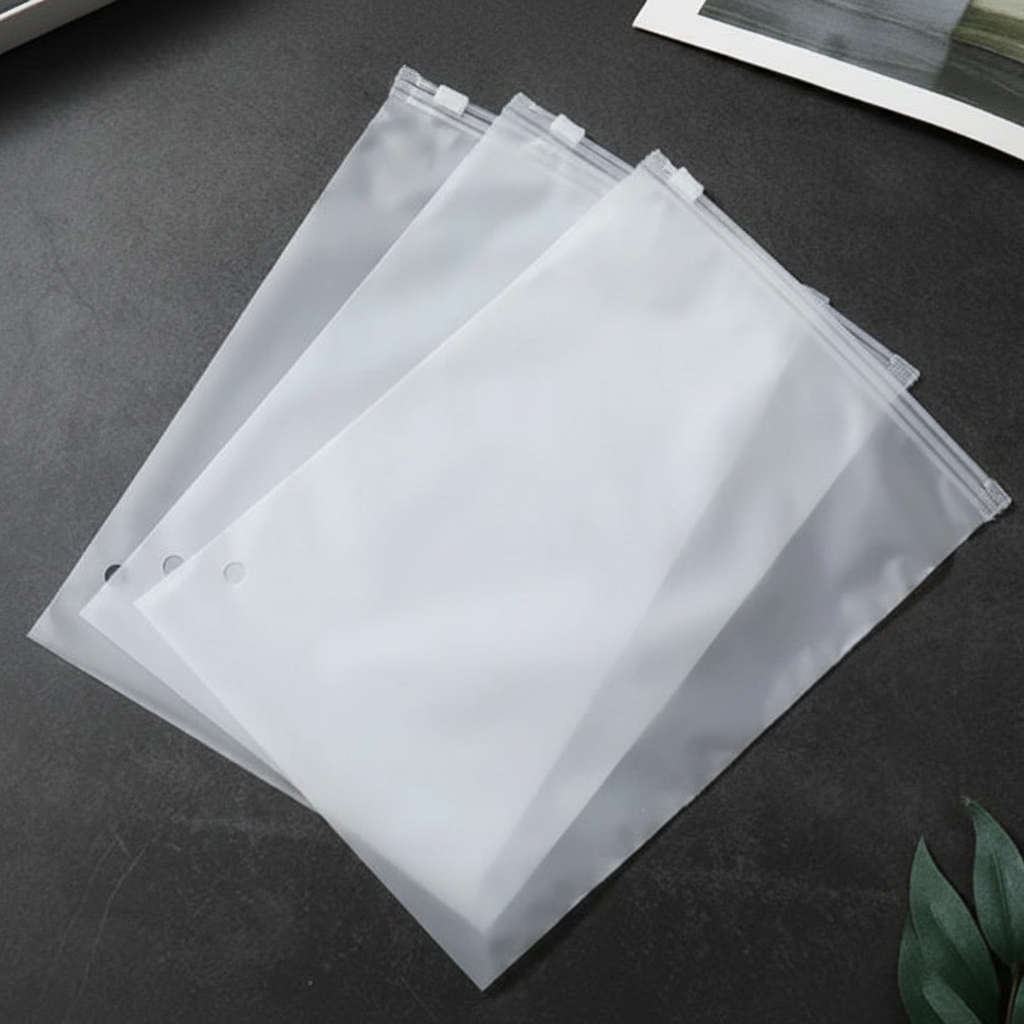 Zipper Slider Suit Packing Bag (8 x 10 Inches) – Frosted Ziplock Plastic Bag for Clothing & Travel Storage