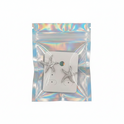 Holographic Ziplock Bag with Clear Front Window – Reusable Sealed Bags for Jewelry, Cosmetics & Accessories