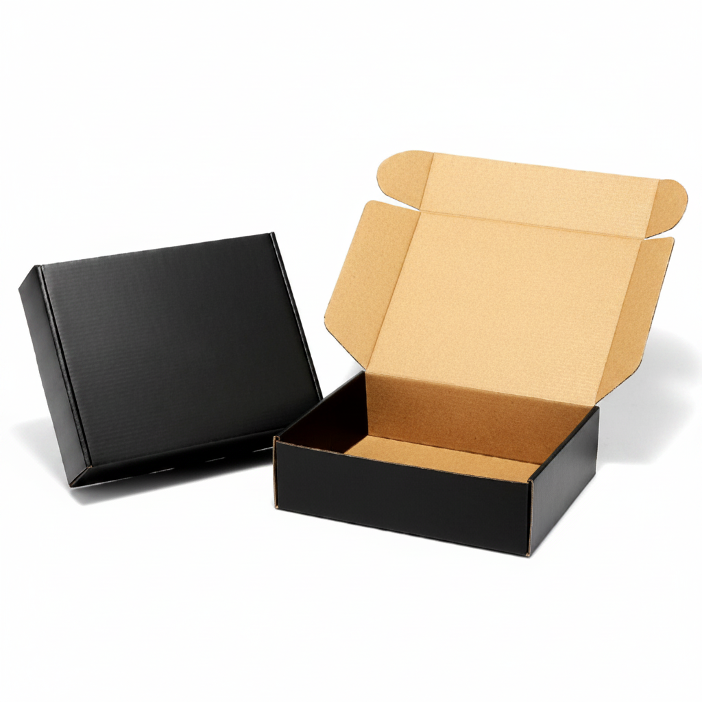 Black Laminated Corrugated Box (6.5 x 4 x 2.5 Inches) – Premium Packaging for Accessories & Jewelry