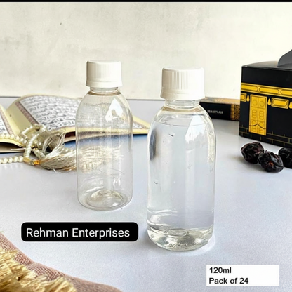 120ml Empty Zam Zam Plastic Bottle – Pack of 24 | Hajj & Umrah Gift Bottles with White Cap