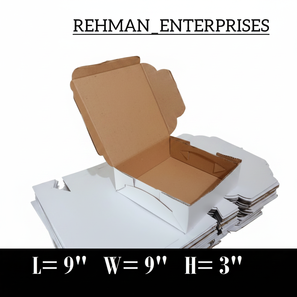 9x9x3 Inch White Cardboard Courier Boxes |Packaging Boxes in Pakistan