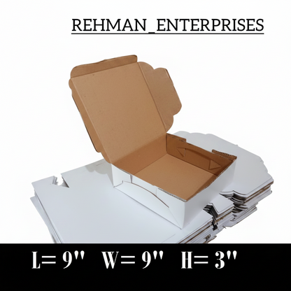 9x9x3 Inch White Cardboard Courier Boxes |Packaging Boxes in Pakistan