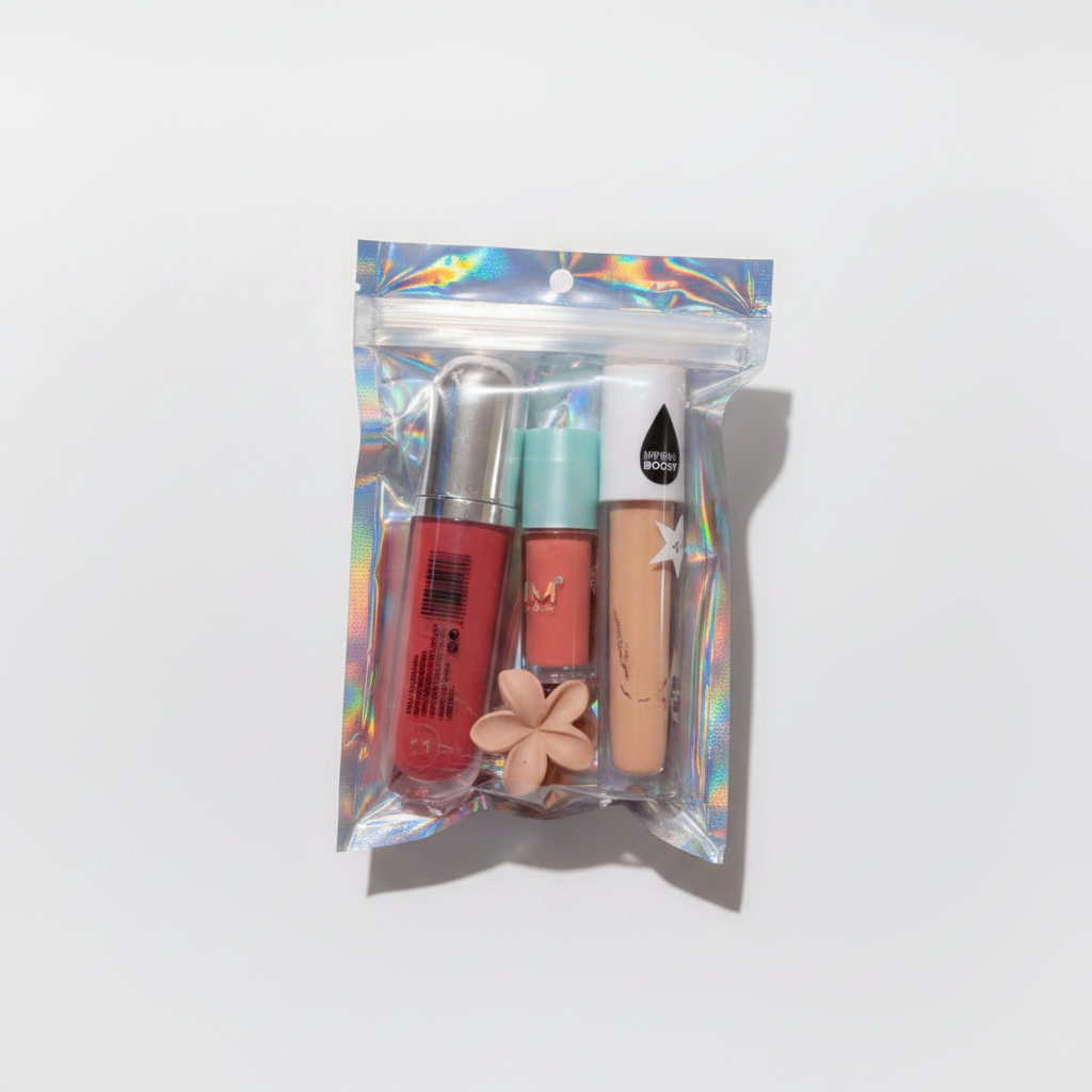 Holographic Ziplock Bag with Clear Front Window – Reusable Sealed Bags for Jewelry, Cosmetics & Accessories