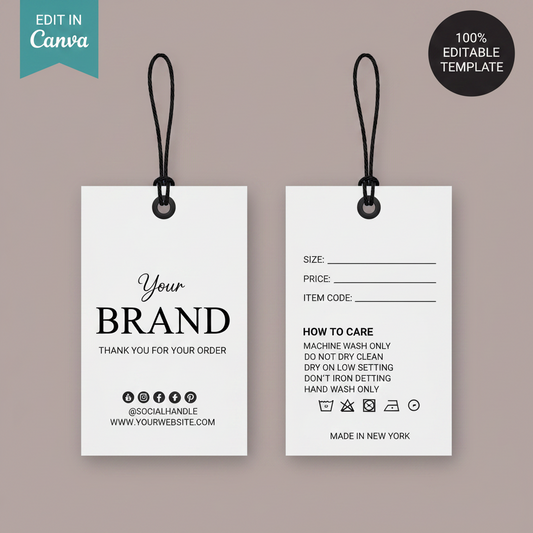 Custom Hanging Tags with Doori – 50 pcs | 2x3 Inch Single Side Printed Price Tags for Clothing, Jewelry & Boutique Brands