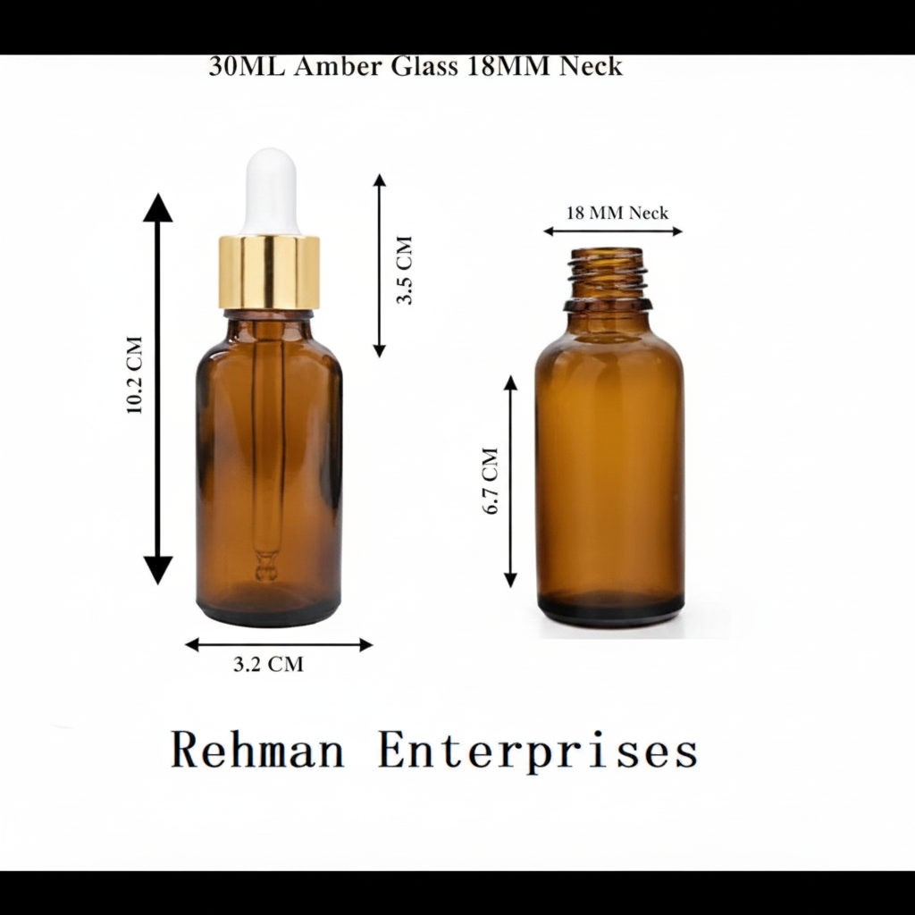 30ml Amber Glass Dropper Bottle – Pack of 10 | Empty Refillable Bottles for Essential Oil, Serum & Cosmetics