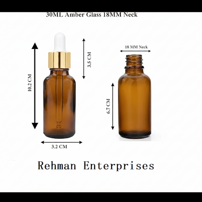 30ml Amber Glass Dropper Bottle – Pack of 10 | Empty Refillable Bottles for Essential Oil, Serum & Cosmetics