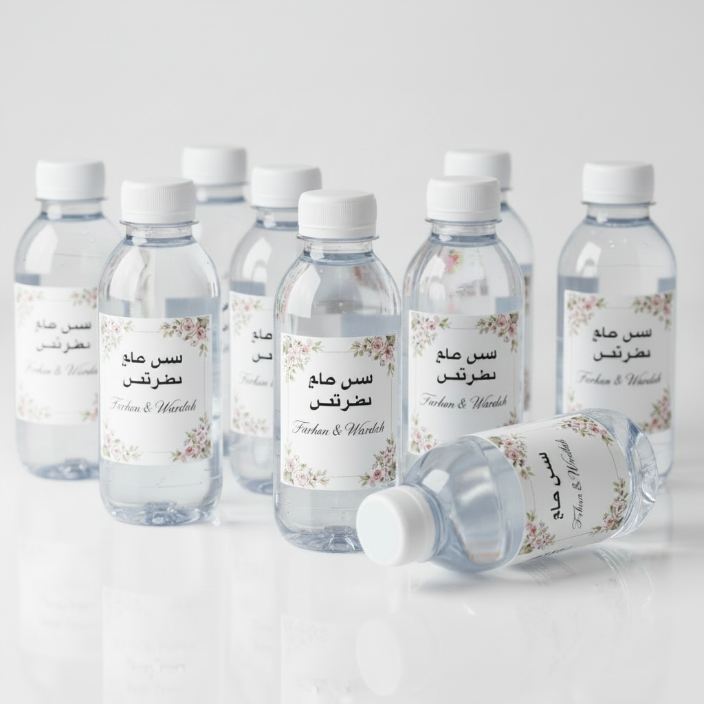 120ml Zam Zam Water Bottle Gift Bundle – Pack of 25 | With Customized Stickers & 5x7" Ziplock Bags | Hajj & Umrah Gift Set