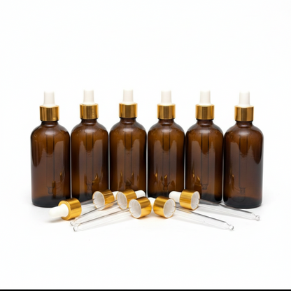 100ml Amber Glass Dropper Bottle – Pack of 12 | Empty Refillable Bottles for Essential Oil, Serum & Cosmetics