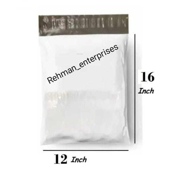 Milky White Courier Flyer Bag (12 x 16 + 2 Inches) – Large E-Commerce Shipping Bag with Address Pocket