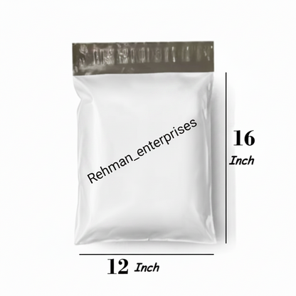 Milky White Courier Flyer Bag (12 x 16 + 2 Inches) – Large E-Commerce Shipping Bag with Address Pocket