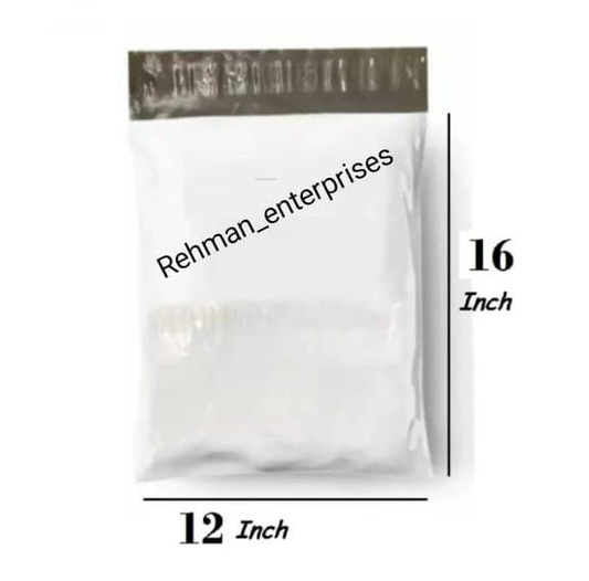 Milky White Courier Flyer Bag (12 x 16 + 2 Inches) – Large E-Commerce Shipping Bag with Address Pocket
