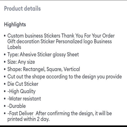 100 Pcs Custom Logo Round Stickers for Small Business & Wedding Events
