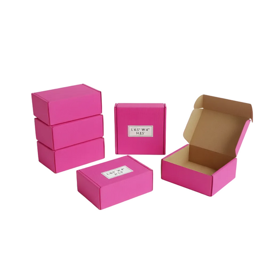 Pink Laminated Corrugated Box (6.5 x 4 x 2.5 Inches) – Premium Packaging for Jewelry & Accessories