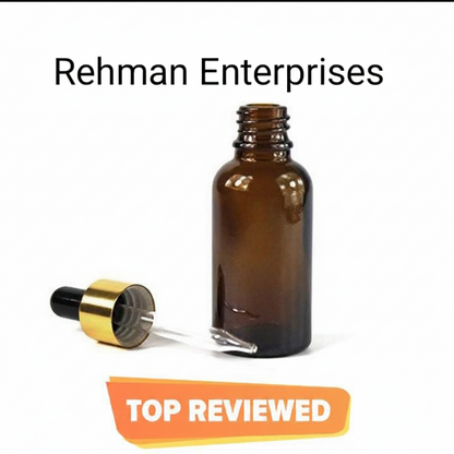 50ml Amber Glass Dropper Bottle – Pack of 12 | Empty Refillable Bottles for Essential Oil, Serum & Cosmetics