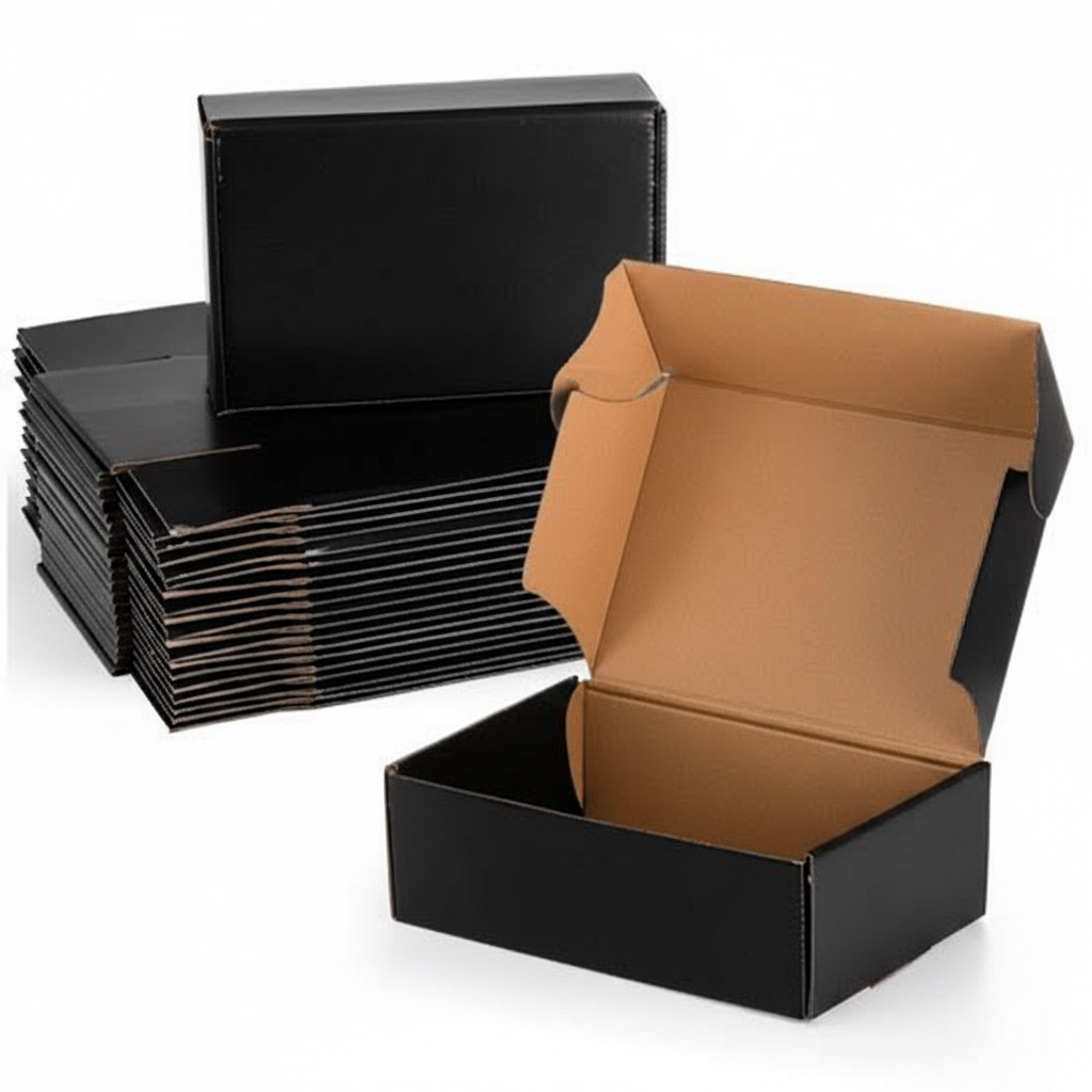 Black Laminated Corrugated Box (6.5 x 4 x 2.5 Inches) – Premium Packaging for Accessories & Jewelry