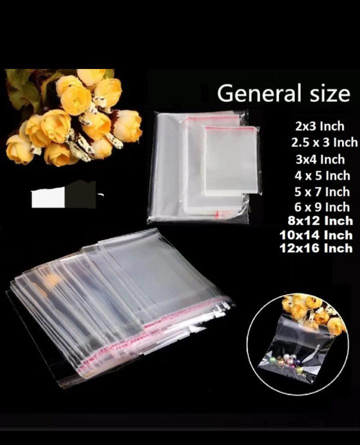 100 Pcs Transparent Self Adhesive BOPP Bags