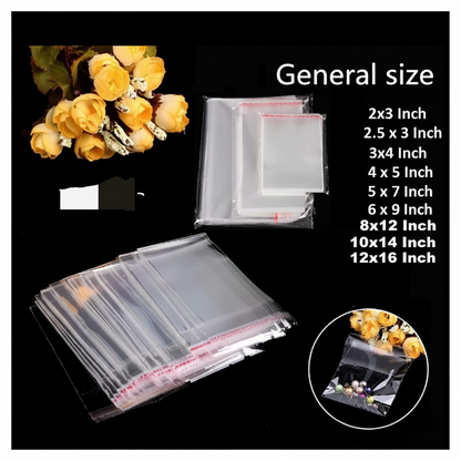 100 Pcs Transparent Self Adhesive BOPP Bags