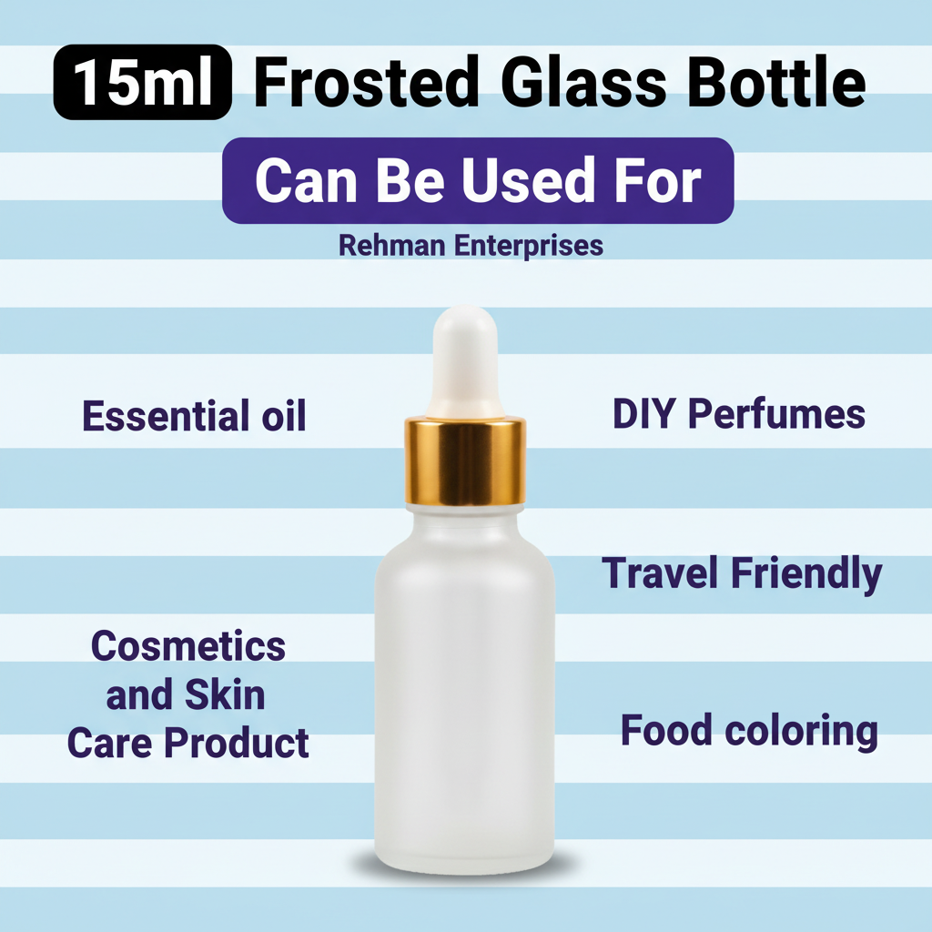 15ml Frosted Glass Dropper Bottle – Pack of 10 | Empty Refillable Serum, Essential Oil & Perfume Bottles with Gold Cap