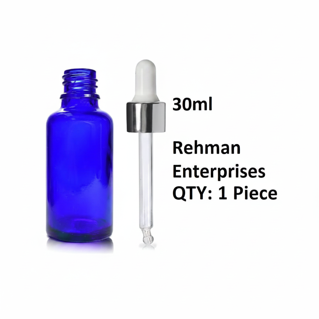 30ml Blue Glass Dropper Bottle – Pack of 10 | Empty Refillable Bottles for Essential Oil, Serum & Cosmetics