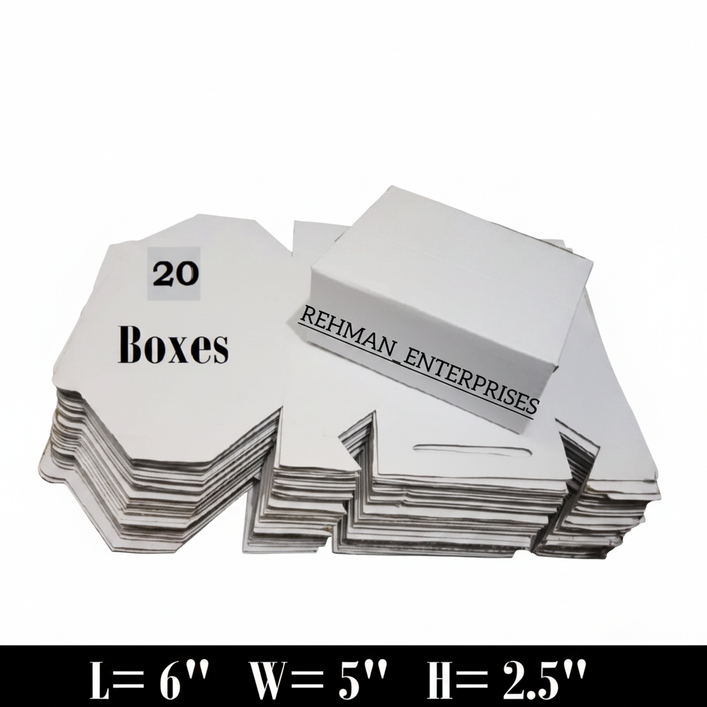 White Corrugated Box (6 x 5 x 2.5 Inches) – 3-Ply Kraft Shipping Box for Jewelry & Accessories
