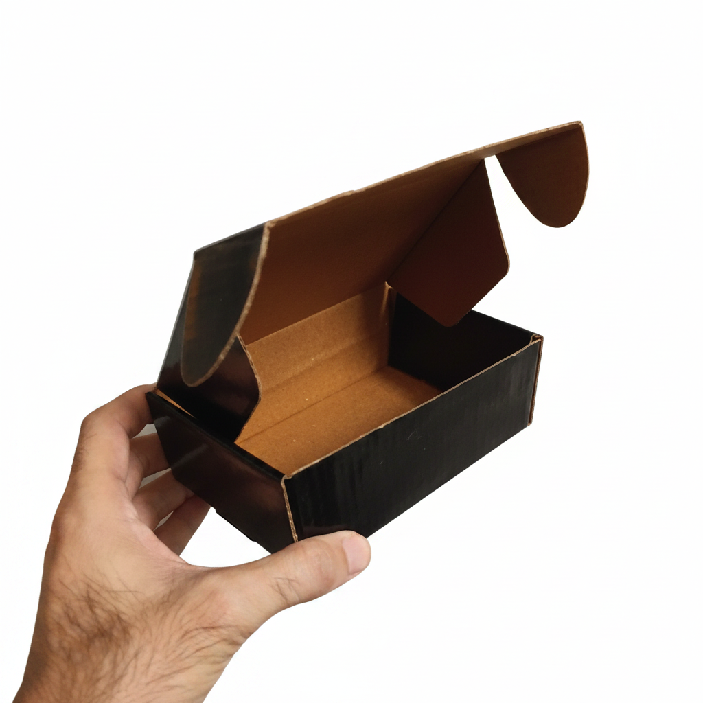 Black Laminated Corrugated Box (6.5 x 4 x 2.5 Inches) – Premium Packaging for Accessories & Jewelry