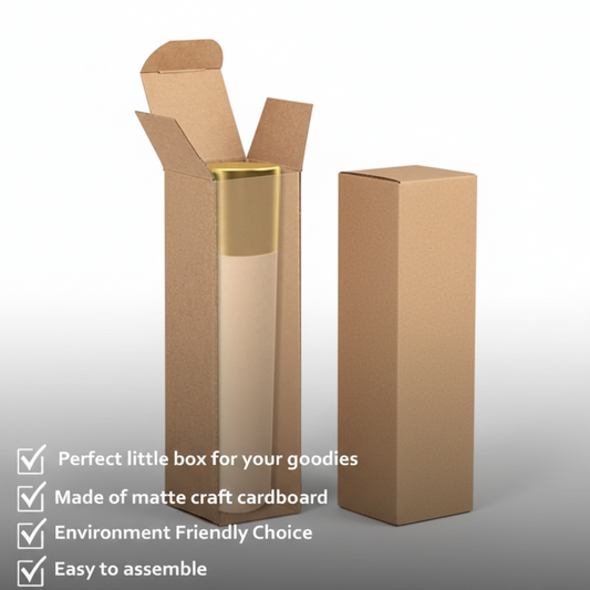 Brown Kraft Tuck Top Box – Pack of 100 | 1.75x1.75 Inch Heavy-Duty Gift Boxes for Hair Oil, Serum & Dropper Bottles