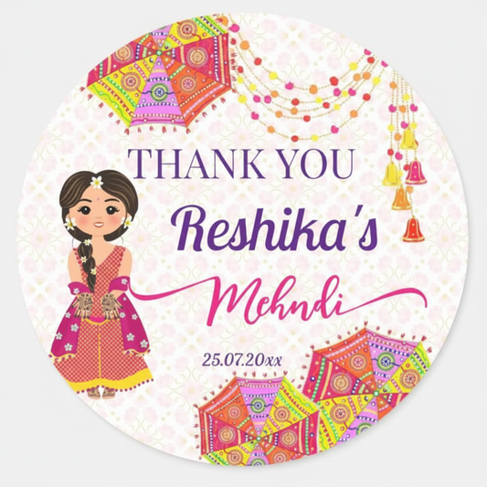 100 Pcs Round Wedding & Mehndi Favor Stickers – 1.5 Inch Diameter