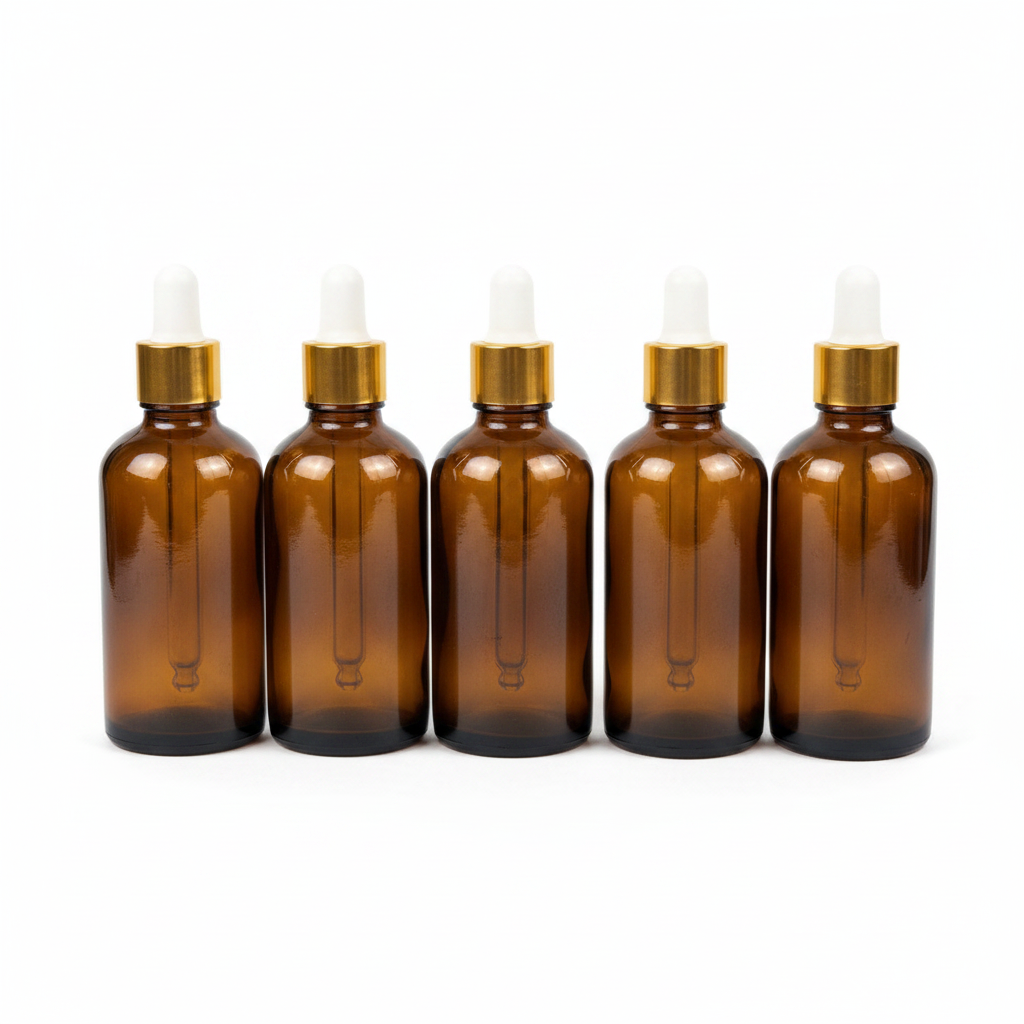 100ml Amber Glass Dropper Bottle – Pack of 12 | Empty Refillable Bottles for Essential Oil, Serum & Cosmetics