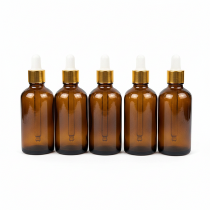 100ml Amber Glass Dropper Bottle – Pack of 12 | Empty Refillable Bottles for Essential Oil, Serum & Cosmetics
