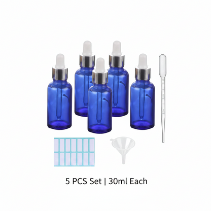 30ml Blue Glass Dropper Bottle – Pack of 10 | Empty Refillable Bottles for Essential Oil, Serum & Cosmetics