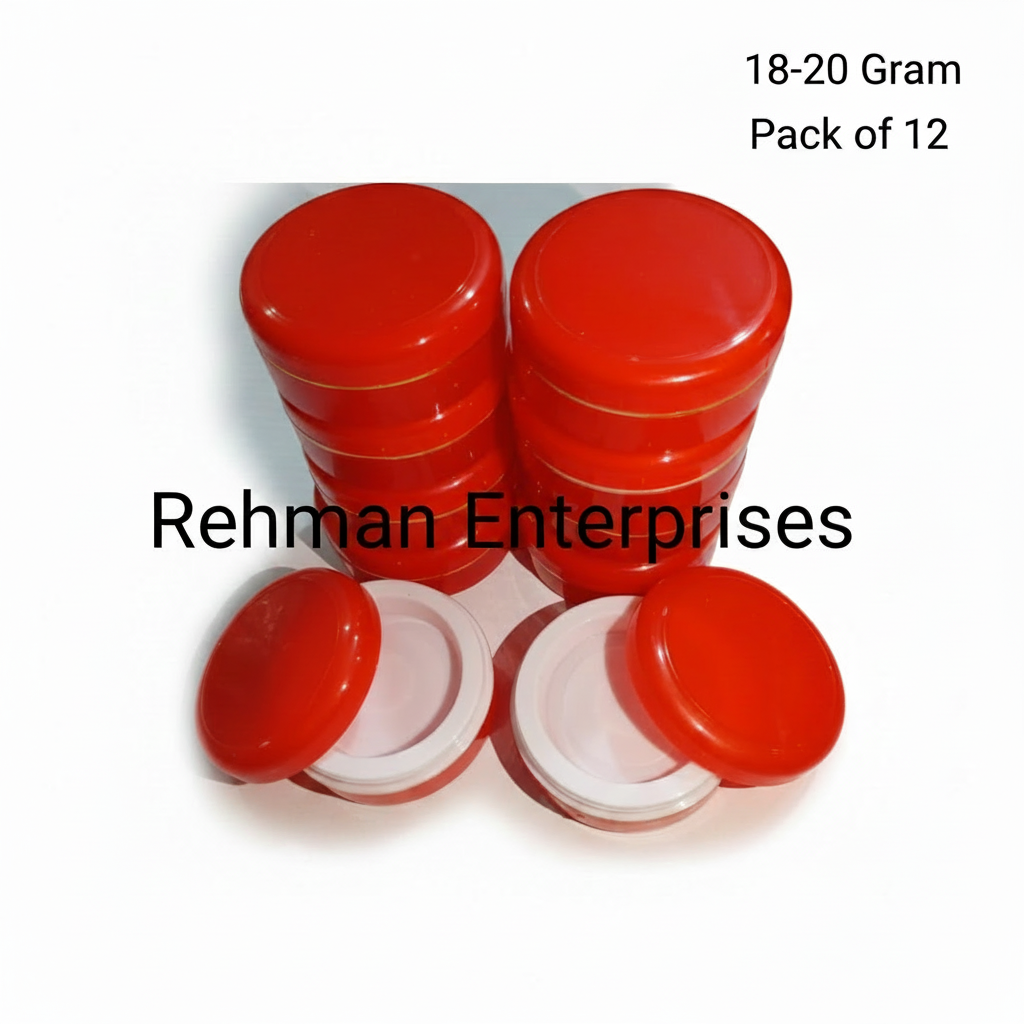 18-20g Red Empty Cosmetic Cream Jar – Pack of 12 | Travel-Size ABS Plastic Containers for Cream, Wax & Makeup
