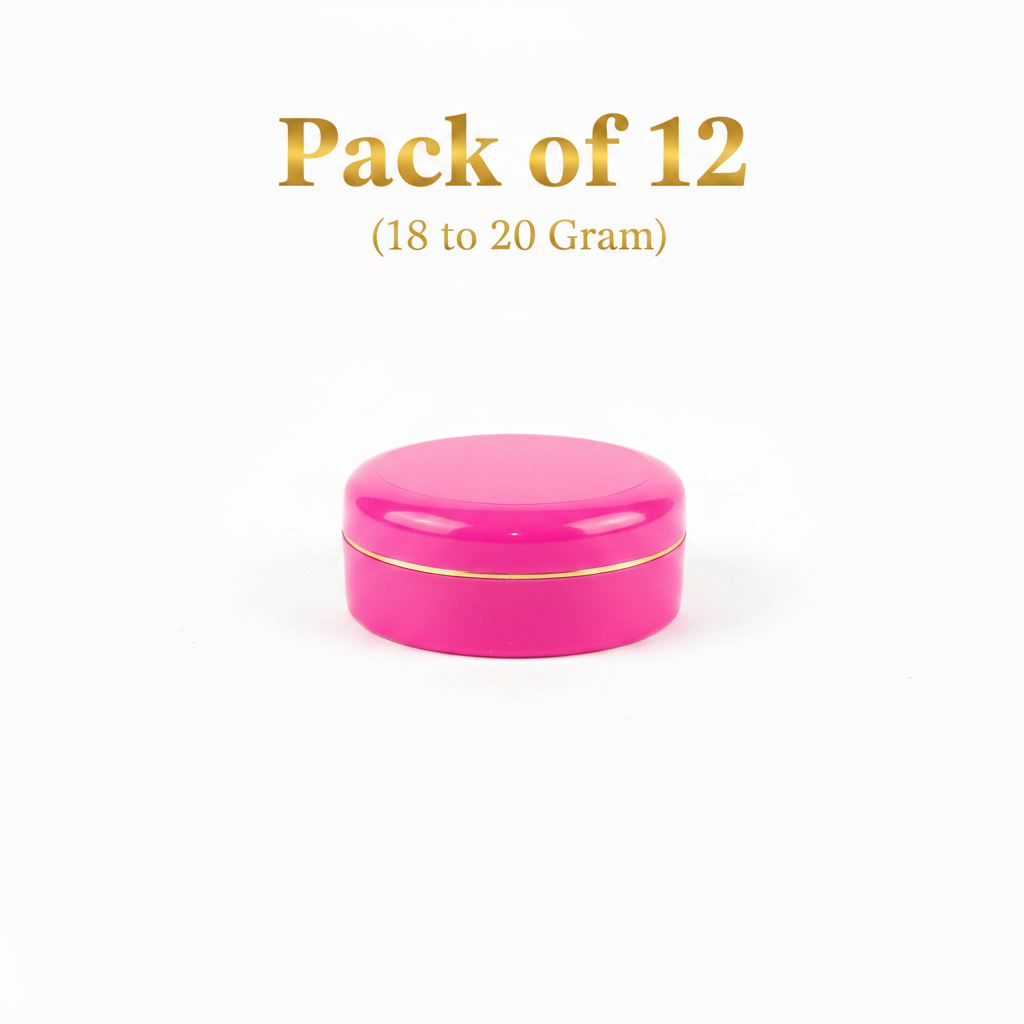 18-20g Pink Empty Cosmetic & Wax Jar – Pack of 12 | Travel-Size ABS Plastic Containers for Cream, Wax & Concentrates