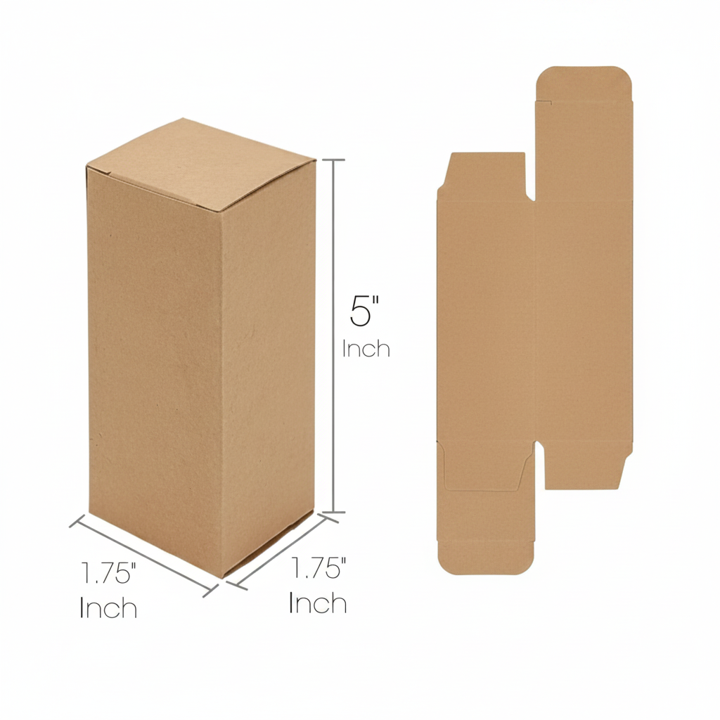 Brown Kraft Tuck Top Box – Pack of 100 | 1.75x1.75 Inch Heavy-Duty Gift Boxes for Hair Oil, Serum & Dropper Bottles