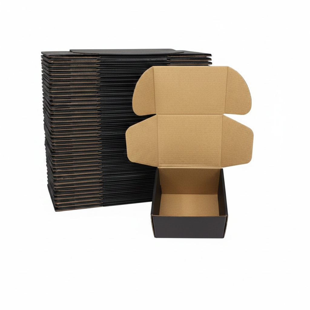 Black Laminated Corrugated Box (5 x 4 x 2.5 Inches) – Premium Packaging for Jewelry & Accessories