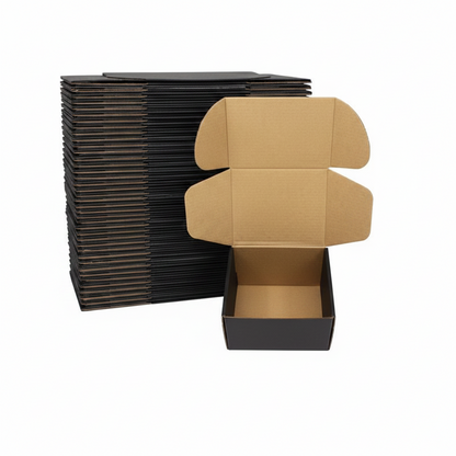 Black Laminated Corrugated Box (5 x 4 x 2.5 Inches) – Premium Packaging for Jewelry & Accessories