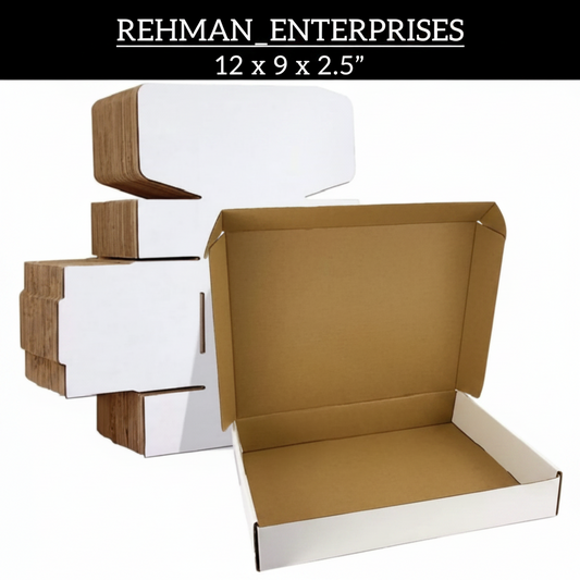 White Corrugated Mailer Box (12 x 9 x 2.2 Inches) – Large Flat Shipping Box for Clothing, Gifts & Courier