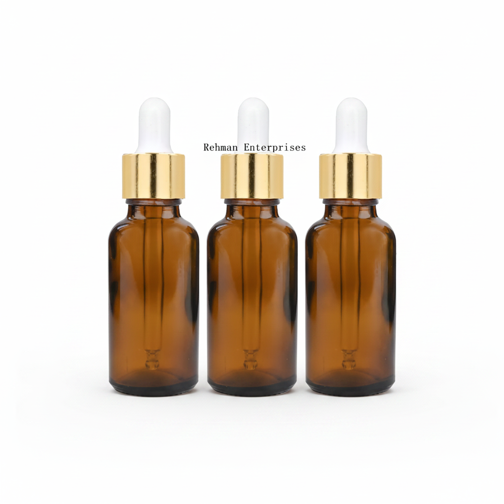 30ml Amber Glass Dropper Bottle – Pack of 10 | Empty Refillable Bottles for Essential Oil, Serum & Cosmetics