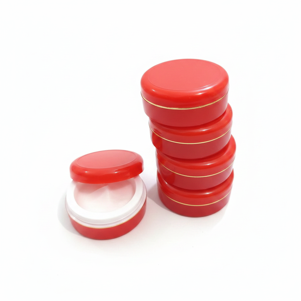 18-20g Red Empty Cosmetic Cream Jar – Pack of 12 | Travel-Size ABS Plastic Containers for Cream, Wax & Makeup