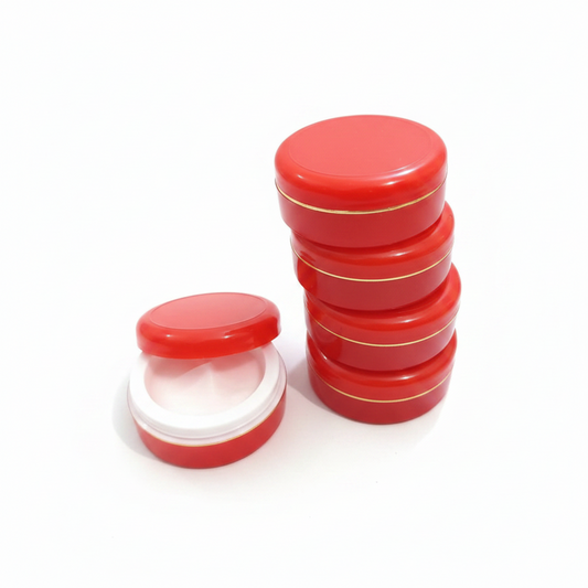 18-20g Red Empty Cosmetic Cream Jar – Pack of 12 | Travel-Size ABS Plastic Containers for Cream, Wax & Makeup