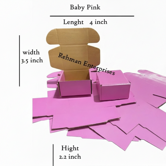 Baby Pink Laminated Corrugated Box (4 x 3.5 x 2.2 Inches) – Premium Mailer Box for Jewelry & Accessories