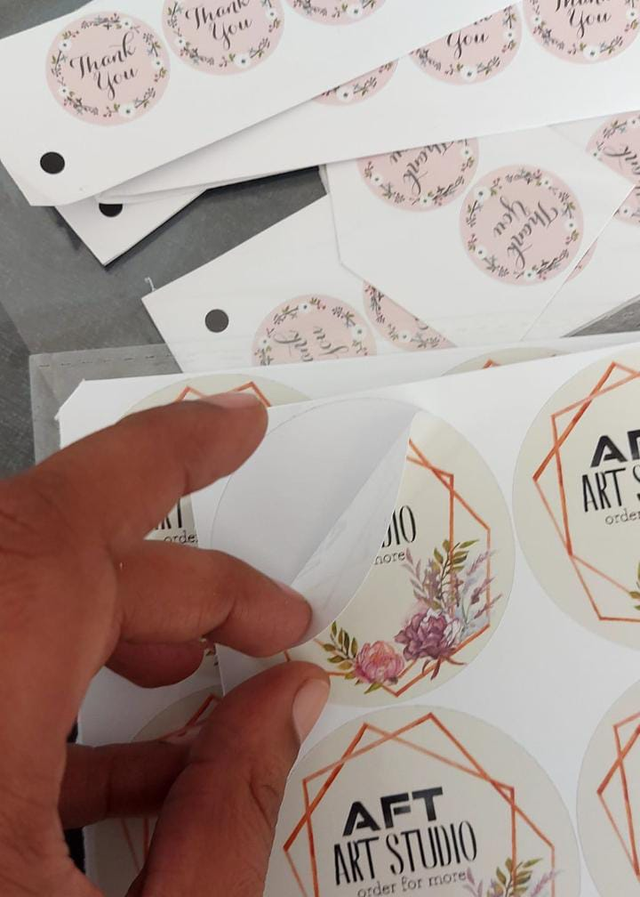 100 Pcs Custom Logo Round Stickers for Small Business & Wedding Events