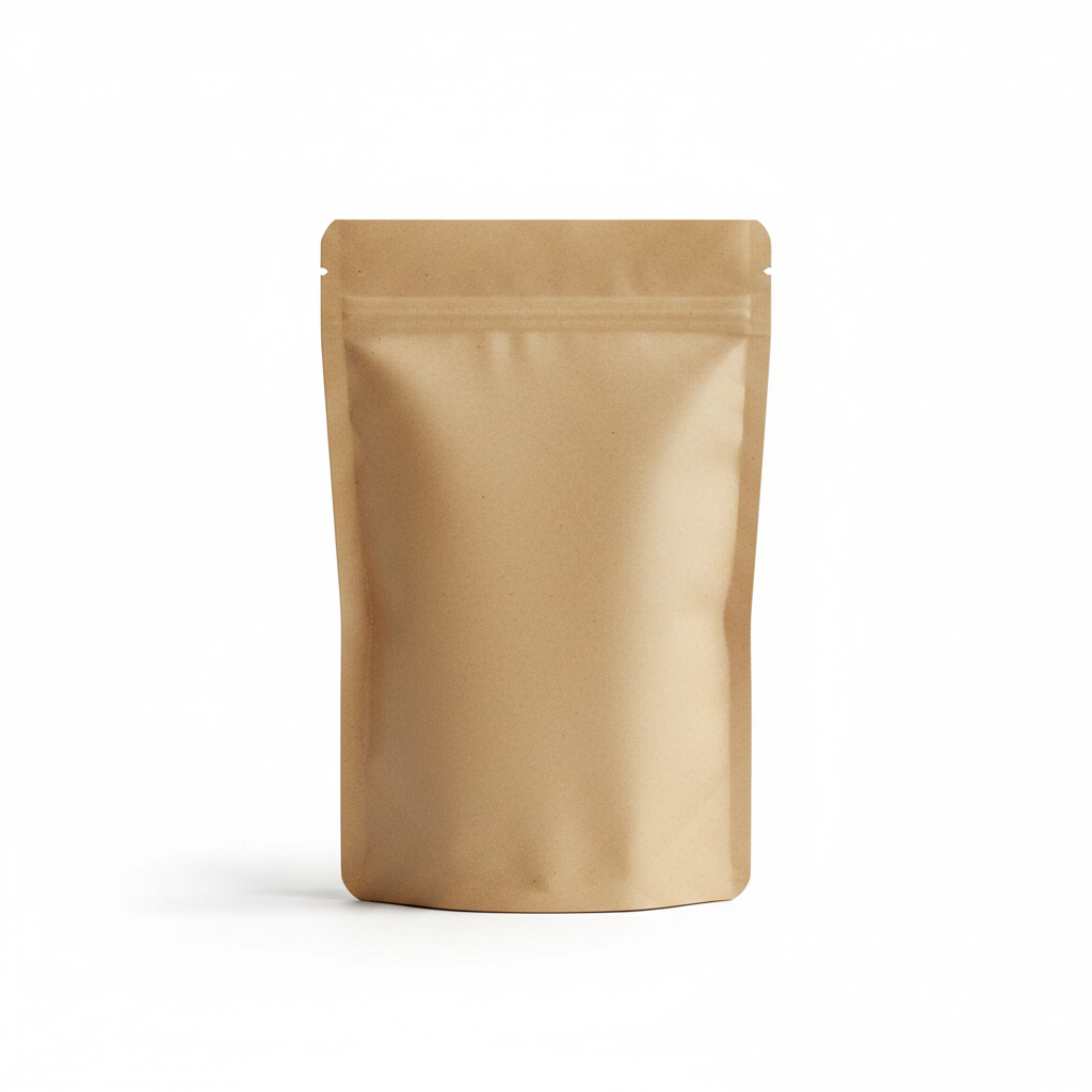 Brown Kraft Paper Zip Lock Stand Up Pouch with Window – Food Grade Packaging for Dry Foods, Snacks & Spices