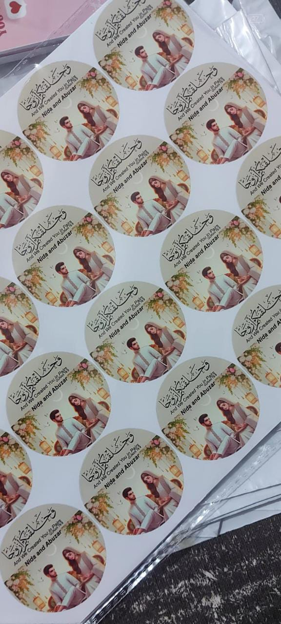 100 Pcs Custom Logo Round Stickers for Small Business & Wedding Events